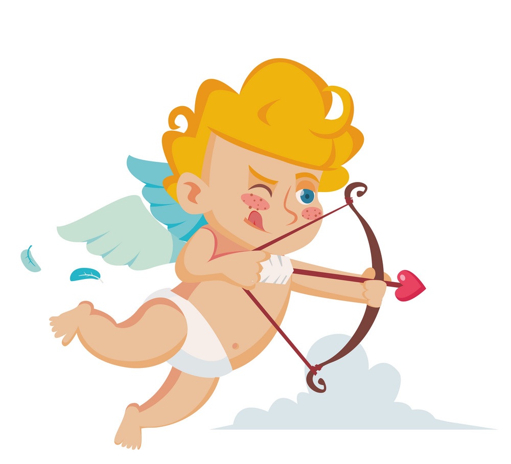 Classic Cupid Vector Cupids Silhouette Valentine Day Shoots A Bow Flat Cartoon Illustration 5388