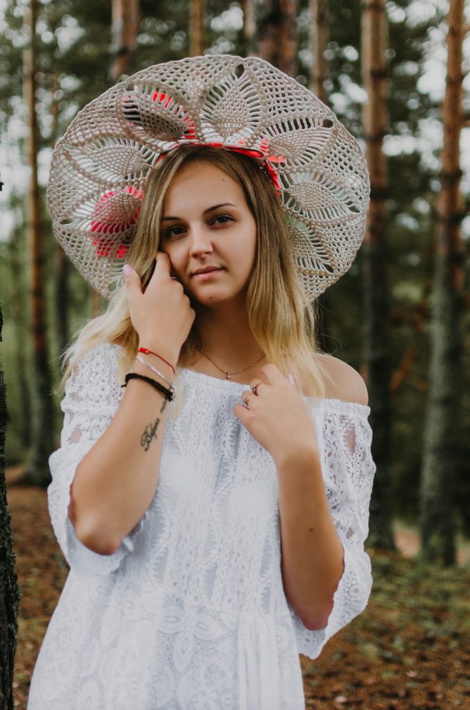 woman wearing white top