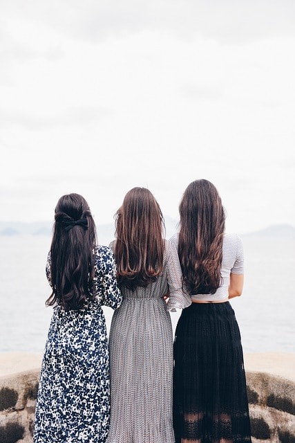  back, fashion, hair, long hair, hairstyles, dresses, style, stylish women, women's fashion, outdoors, people, women, hair, long hair