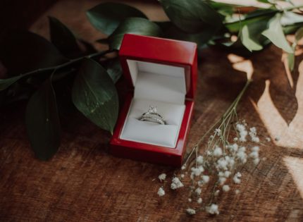 silver-colored ring in red box